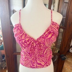 Sienna Sky Pink and White Patterned Camisole